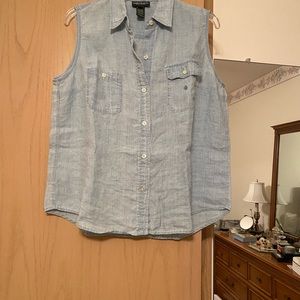 Ralph Lauren Blue Chambray Sleeveless Shirt